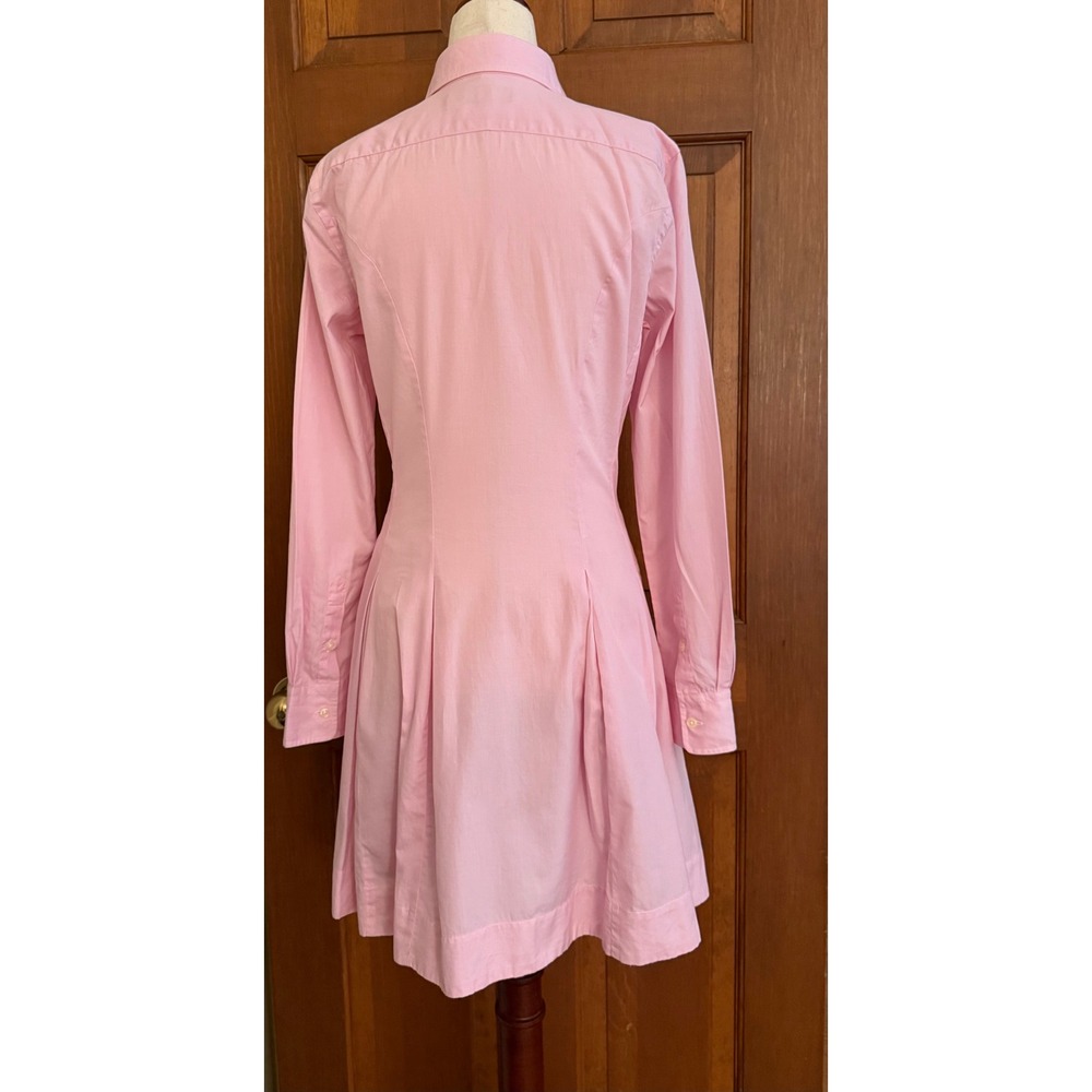 Ralph Lauren Tailored Fit Shirt Dress Womens Size 2 Pink Cotton Preppy Button-Up - Picture 5 of 14